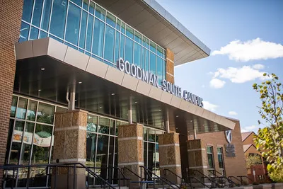 Goodman South Campus close up of sign