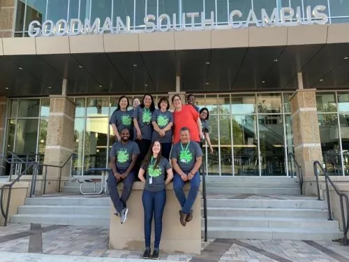 Goodman South Madison Campus Vice-President Valentina Ahedo with faculty and staff.