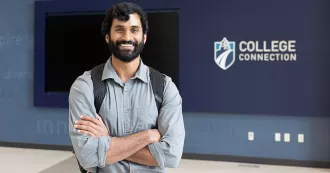Military-connected student AJ Brown on the Truax campus