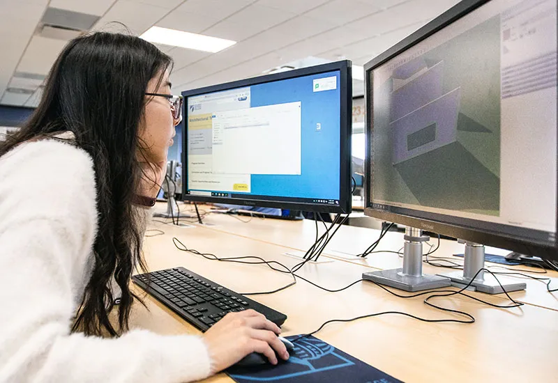 architectural technology student designing a building