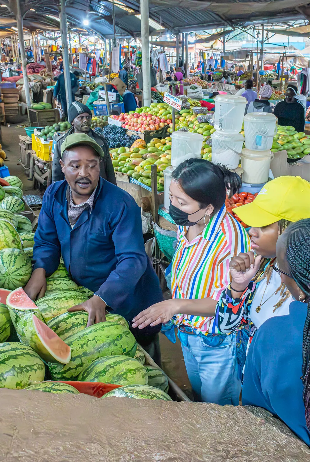 Students bartering at the Limuru Market