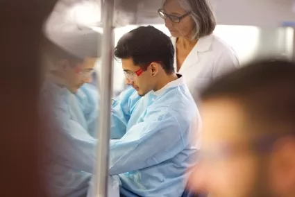 Photo of student in Madison College lab.