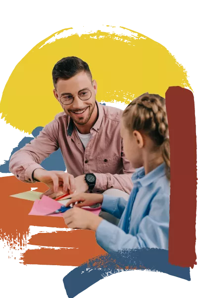 teacher interacting with a young student