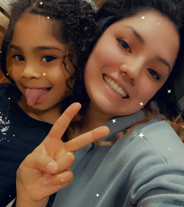 Lena, Madison College student parent and her child