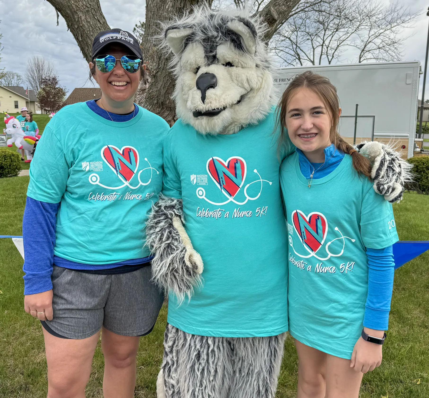 Create a Nurse runners posing with Wolfie.