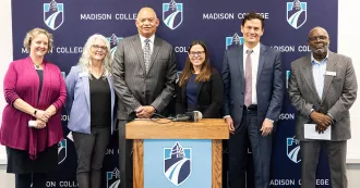 City of Madison and Madison College leadership at Fire Station No. 6 announcement