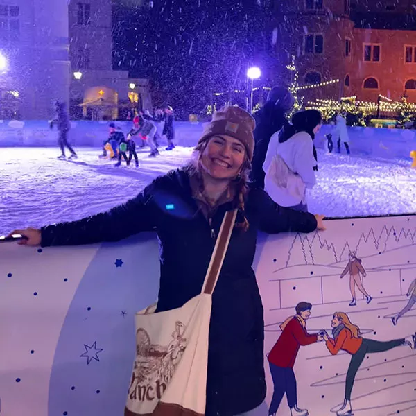 Madison College student Gwen Hirtz in snowy Salzburg, Austria
