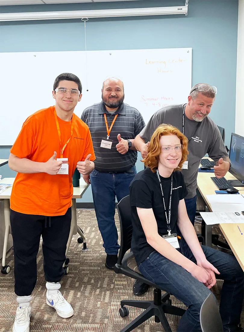 Students and faculty at Mini Manufacturing event