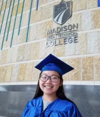 Kalia Vang wears her cap and gown.