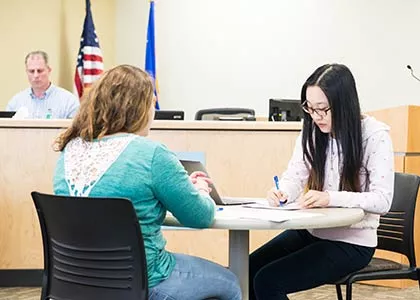 Student in Courtroom