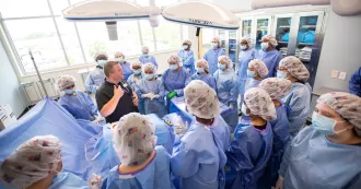 Students and instructor in the new Madison College Surgical Technology program space.