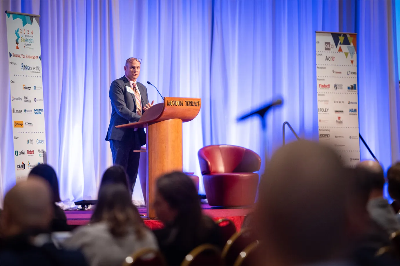 Mark Thomas speaking at the BioForward Wisconsin Biohealth Summit 2024