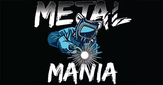 Metal Mania poster illustration of Wolfie welding