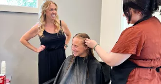 Jill Mion, left, senior instructor at Madison College and owner of Temptd Salon and Spa