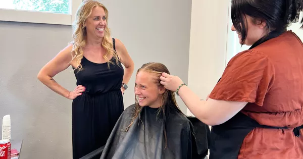 Jill Mion, left, senior instructor at Madison College and owner of Temptd Salon and Spa