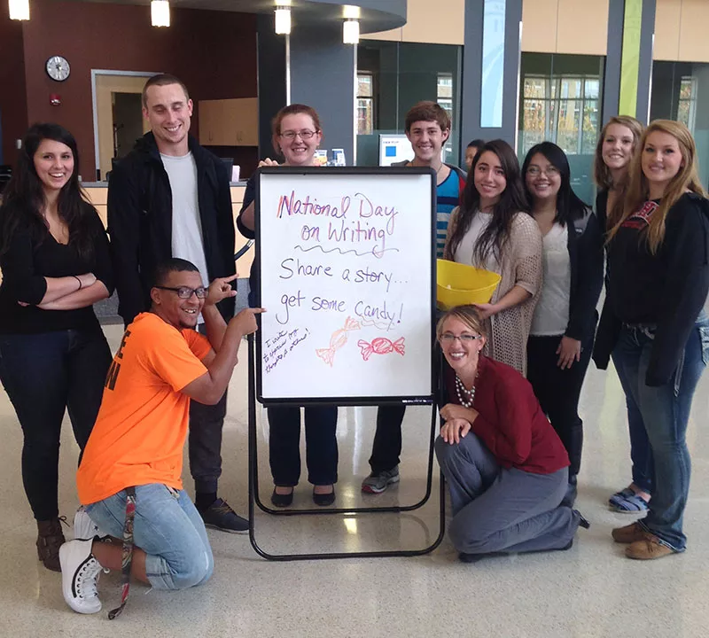 Sarah Z. Johnson and students celebrating National Day of Writing
