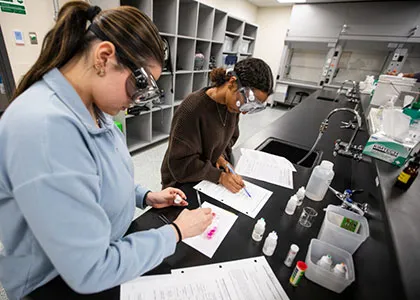 STEM students in chemistry lab