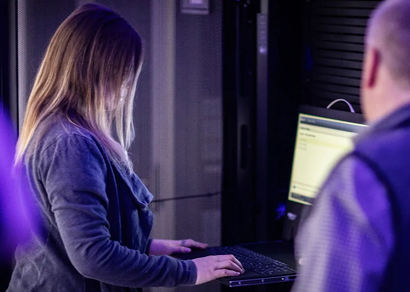 information technology student training in the IT server lab