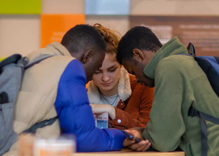 high school STEM academy students studying