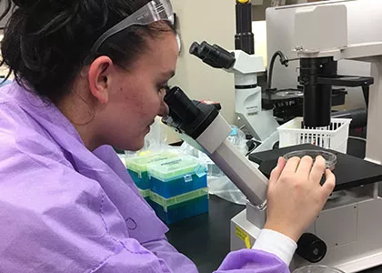 Madison College stem cell student learning in lab