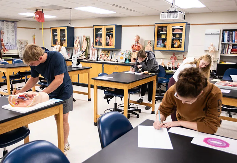 students in the Reedsburg campus anatomy lab