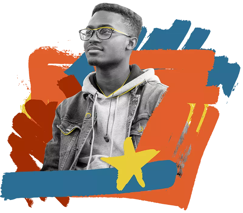 student wearing glasses