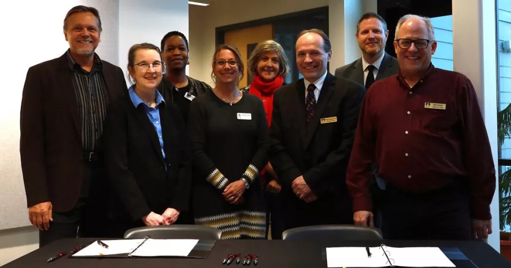 Madison College and Edgewood College celebrated their partnership at a Feb. 29 signing ceremony at Edgewood College.