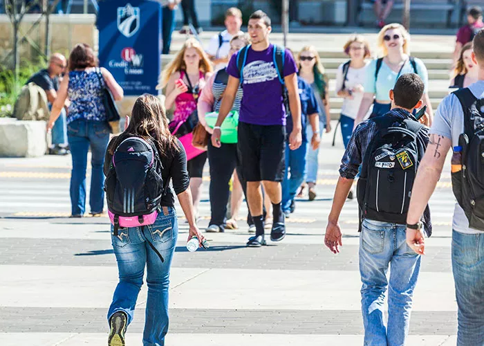 students outside Madison College Truax campus