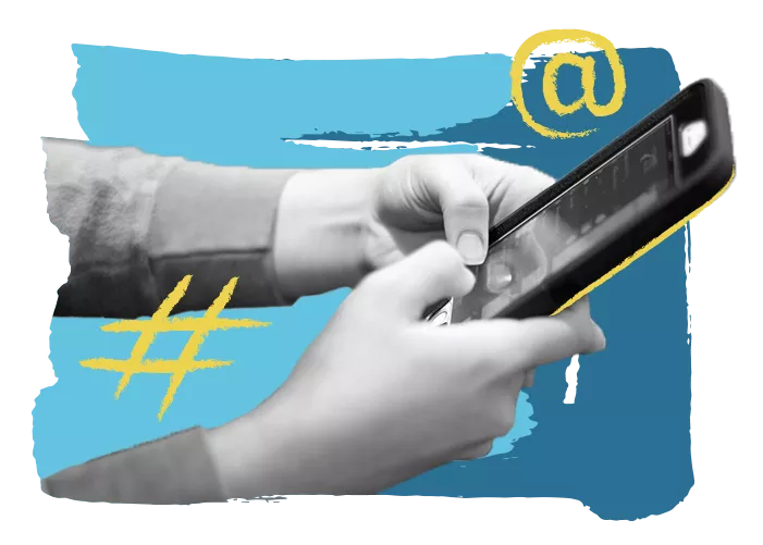 Hands using a mobile device