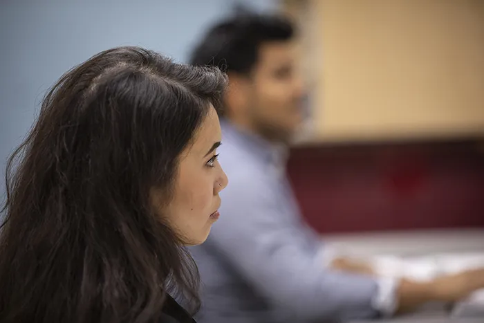 Two students in a classroom