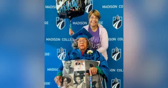 Madison College student Sarah Wells with her daughter Mary.