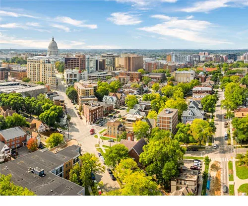 Madison, WI neighborhood aerial shot